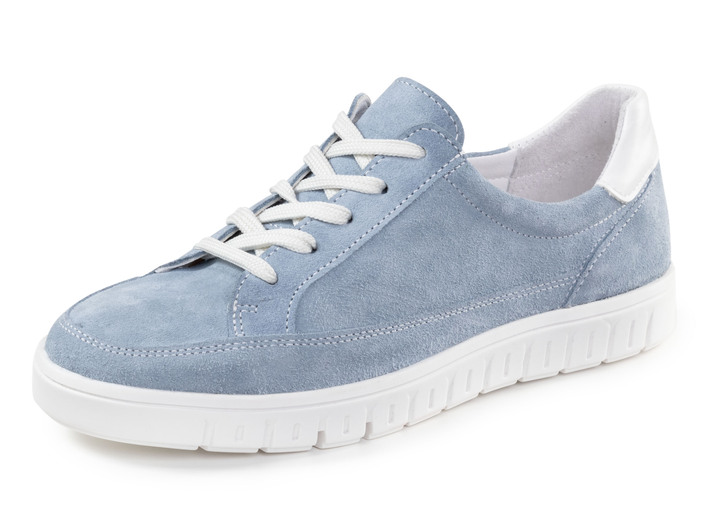 Damskor - ELENA EDEN sneakers med snörning av mocka, i storlek 036 till 042, i färg JEANS BLÅ Utsikt 1