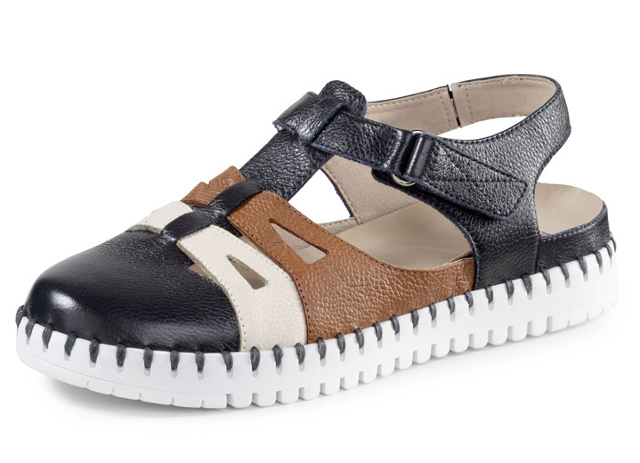 Damskor - ELENA EDEN sandal gjord av kornigt nappaläder, i storlek 036 till 042, i färg MARINE-BUNT Utsikt 1