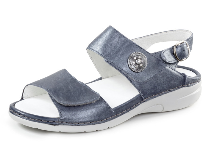 Damskor - Ranger-sandal med metallsmycken med strass, i färg STAHLBLAU Utsikt 1