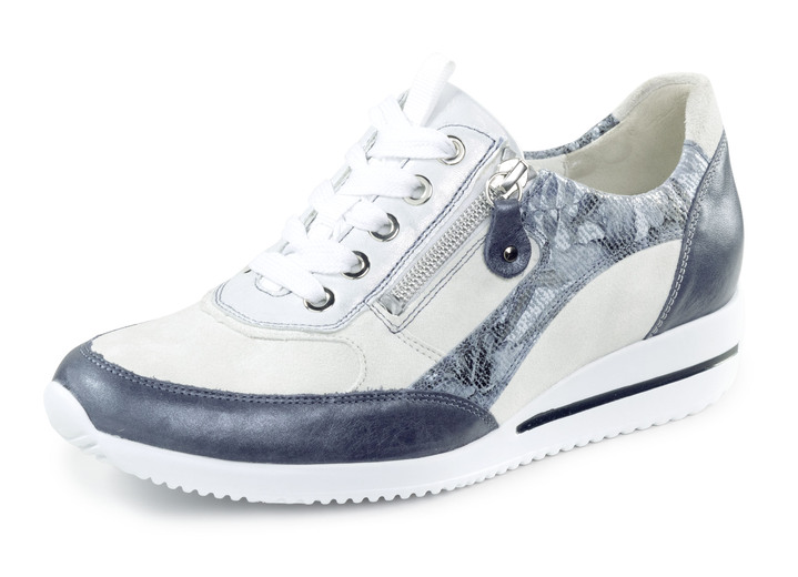 Damskor - Waldläufer sneakers gjorda av en fin lädermaterialmix, i färg JEANS-NATURWEISS Utsikt 1