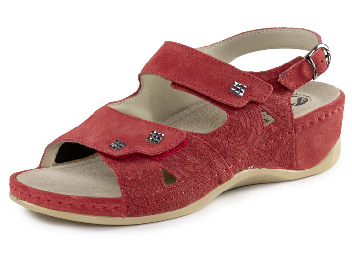 Sandaletter & slip in-skor - Mubb sandal med elastisk inlägg i kulområdet, i storlek 036 till 042, i färg RÖD Utsikt 1