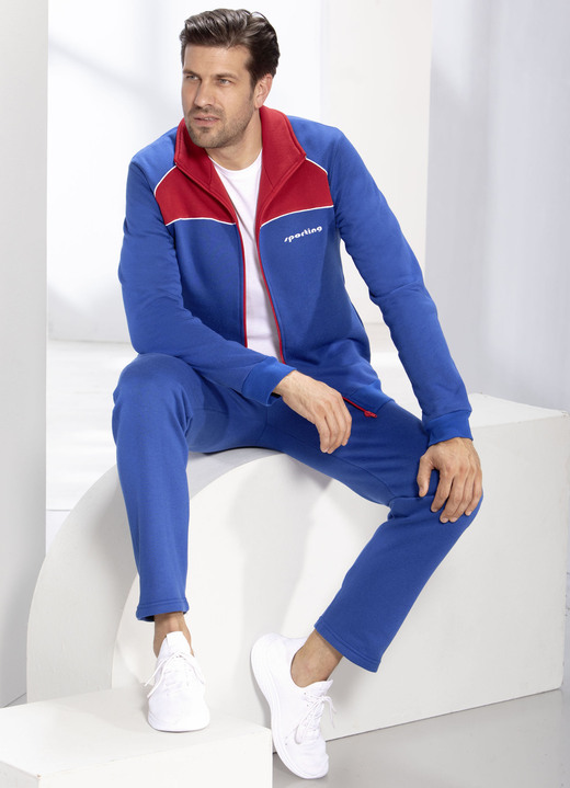 Sport- & fritidsmode - Fritidsdräkt med resår i midjan, i storlek 024 till 062, i färg ROYALBLAU-ROT Utsikt 1