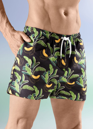 Badshorts, heltäckande mönster, mikrofiber