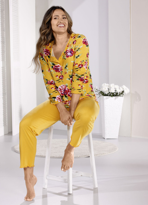 Lång- & kortärmade pyjamasar - Två paket pyjamas, i storlek 036 till 050, i färg 1X SAFRAN-BUNT, 1X PETROL-BUNT Utsikt 1