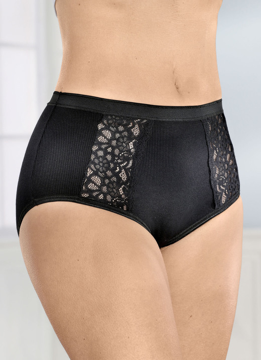 Trosor - Fyra paket trosor med spetsinlägg, i storlek 038 till 048, i färg 2X SCHWARZ, 2X WEISS Utsikt 1
