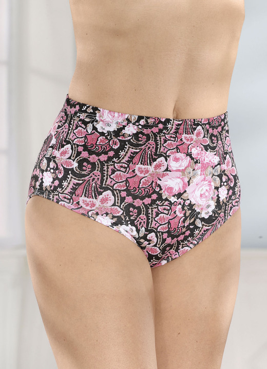 Trosor - Paket med fem trosor med färgglad tryckdesign, i storlek 038 till 056, i färg SCHWARZ-PINK-BUNT Utsikt 1