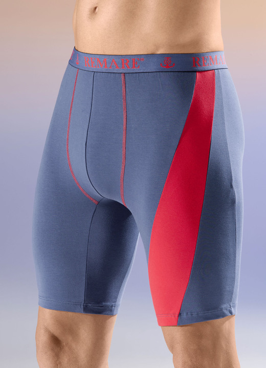 Byxor & boxershorts - Trepack långbyxor, i storlek 005 till 011, i färg 2X INDIGOBLAU-ROT, 1X UNI INDIGOBLAU