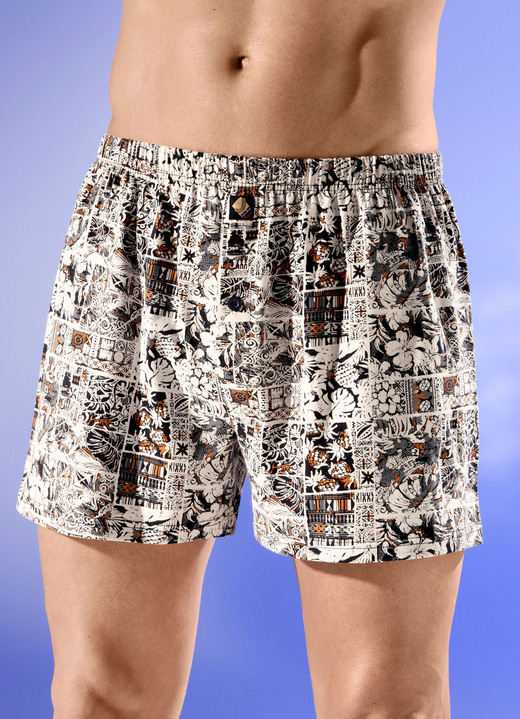 Byxor & boxershorts - Fyrapack boxershorts, i storlek 005 till 016, i färg 2X SAND-GRAU-ORANGE, 2X GRAU-SCHWARZ-ORANGE