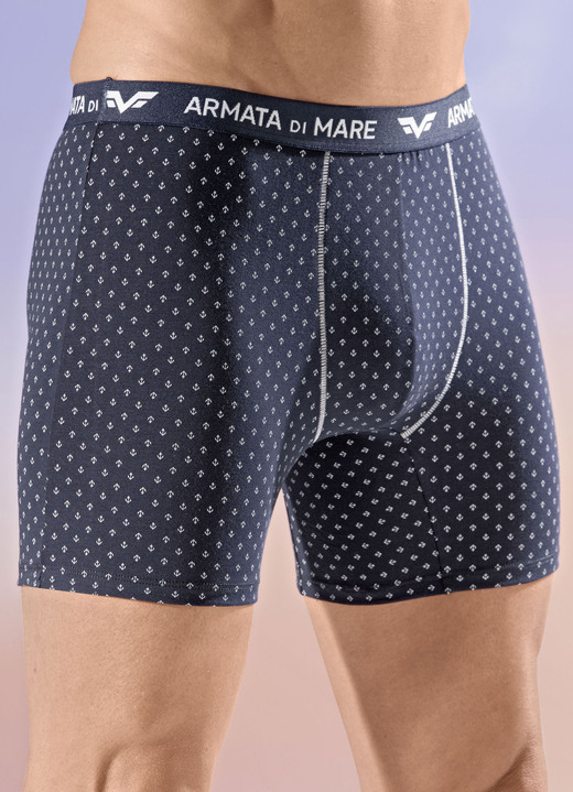 Byxor & boxershorts - Fyrapack byxor med all-over design, i storlek 005 till 011, i färg 4X NAVY-WEISS