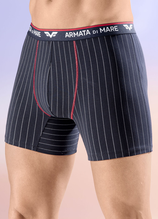 Byxor & boxershorts - Fyrapack byxor med resår i midjan, i storlek 005 till 011, i färg 2X NAVY-WEISS-ROT, 2X UNI NAVY