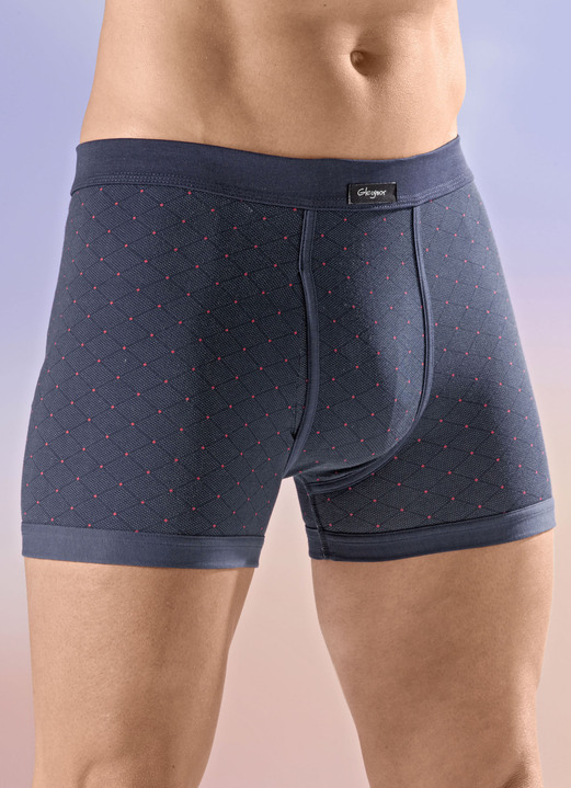 Trosor & underbyxor - Fyrapack underkläder med all-over design, i storlek 005 till 011, i färg 2X NAVY-ROT, 2X SCHWARZ-ROT Utsikt 1