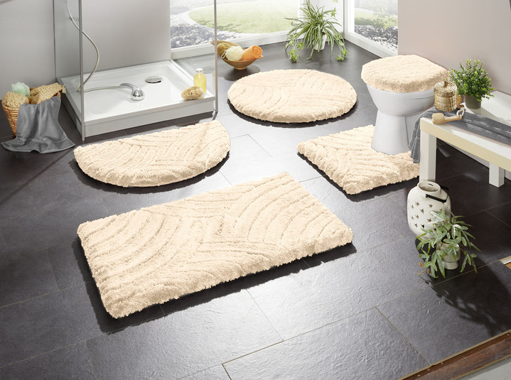 Grund - Barfota mjukt Magicsoft badrumsset, i storlek 101 (matta, 50/ 80 cm) till 112 (Skydd för toalettlock, 47/ 50 cm), i färg CREME Utsikt 1