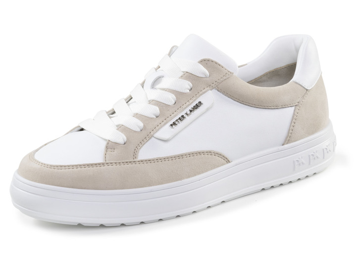 Damskor - Peter Kaiser sneakers med snörning av nappa och mocka, i storlek 3 1/2 till 8, i färg WEISS-BEIGE Utsikt 1