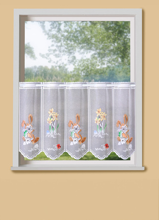 Handfärgad kort gardin
