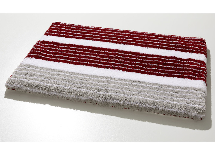 Badrumsinredning - badrumsset i barfota-mjuk kvalitet, i storlek 100 (Halvrund matta, 50/ 80 cm) till 112 (Skydd för toalettlock, 47/ 50 cm), i färg ROT Utsikt 1