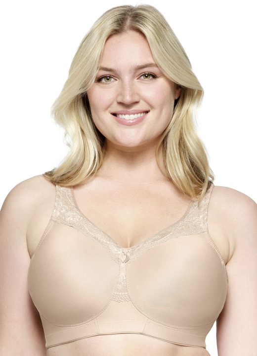Bras - Glamorise stödbh med spetskant, i storlek 080 till 115, i kopp D, i färg BEIGE Utsikt 1