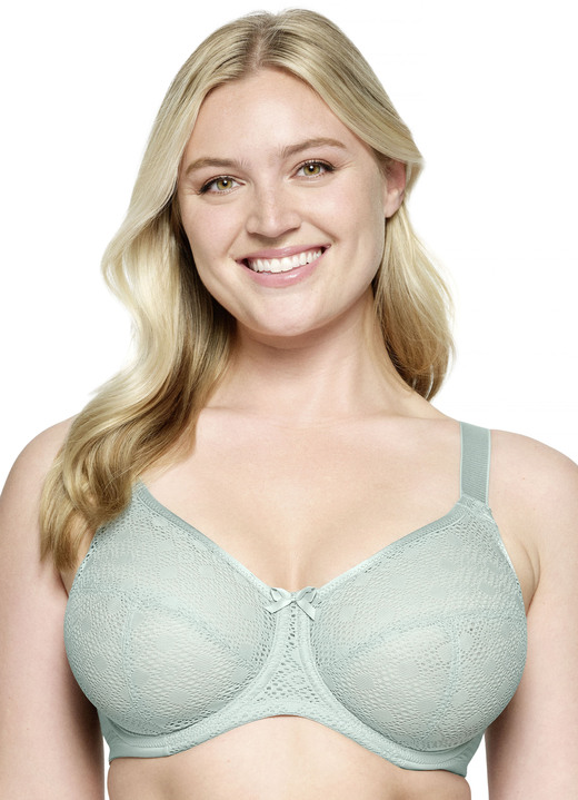Glamorise - Glamorös bygel-bh med fin elastisk spets, i storlek 075 till 110, i kopp G, i färg JADE Utsikt 1
