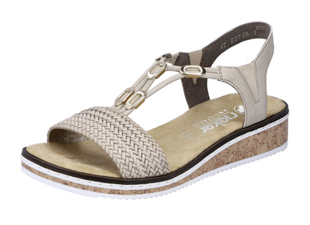 Rieker sandal med flätning och metalldekor