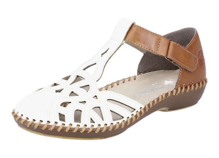 Damskor - Rieker sandal med kardborreknäppning, i storlek 036 till 042, i färg CREME-COGNAC Utsikt 1