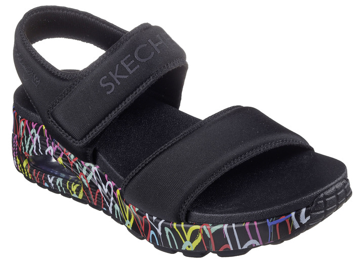 Damskor - SKECHERS sandal av vadderat textilmaterial, i storlek 036 till 041, i färg SCHWARZ Utsikt 1