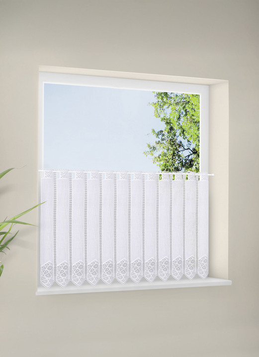 Korta gardiner - Korta persienner med stångöppning, i storlek 824 (H35xW126 cm) till 890 (H90xW220 cm), i färg VIT Utsikt 1