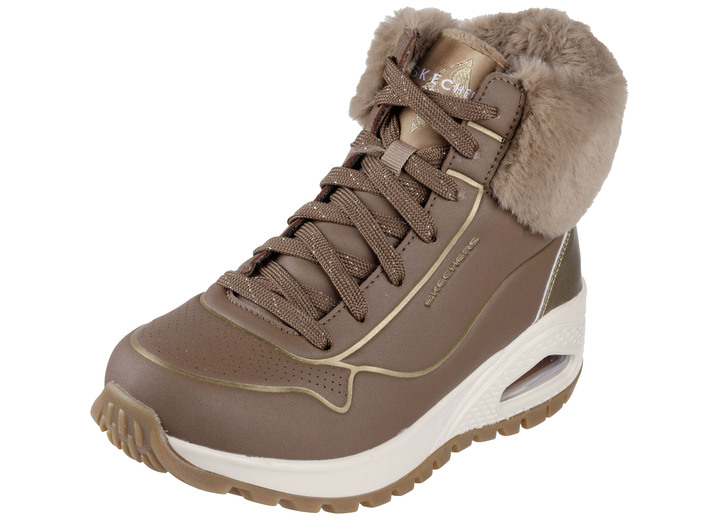 Damskor - SKECHERS, fodrade damstövlar, vinterskor, med fluffig plyschkrage, i storlek 036 till 041, i färg BRUN Utsikt 1