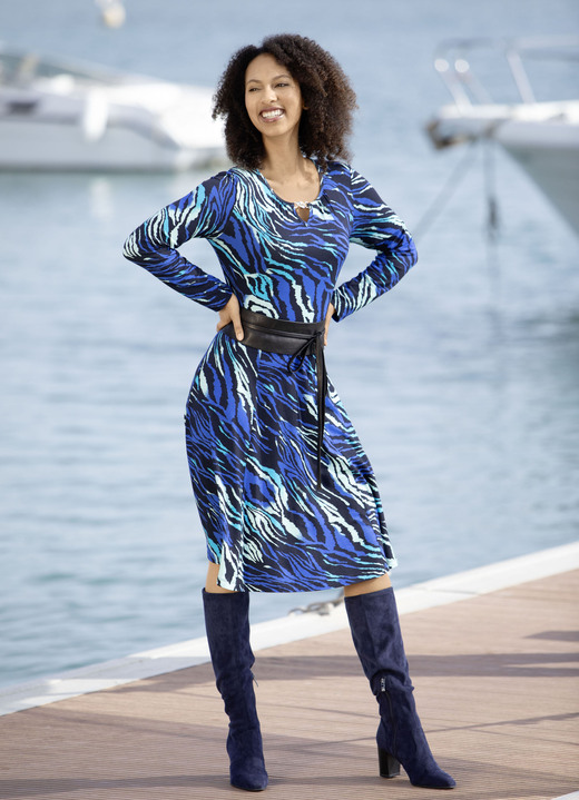 Klänningar - Slip-on-klänning, i storlek 036 till 052, i färg ROYALBLAU-MINT-SCHWARZ-BUNT Utsikt 1