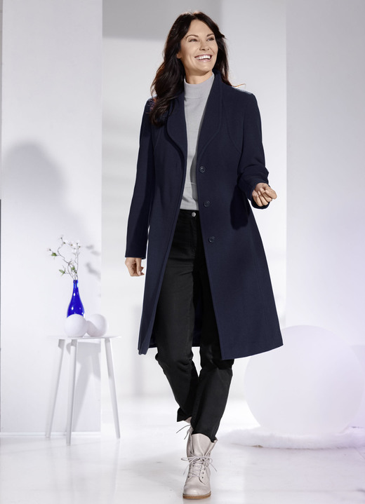 Kappor - Kappa med elegant dold knappslå, i storlek 038 till 054, i färg DUNKELBLAU Utsikt 1