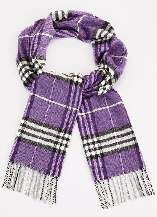 Tillbehör - Halsduk med rutig design, i färg AMETHYST-SCHWARZ-CREME Utsikt 1