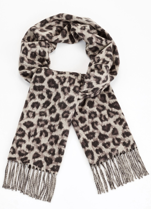 Tillbehör - Halsduk med rovdjurspälsdesign, i färg BEIGE-MOKKA-SCHWARZ Utsikt 1