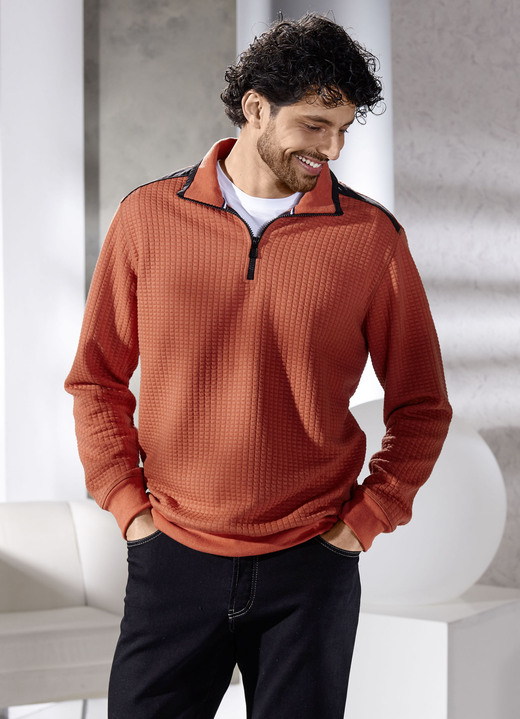 Sweatshirts - Troyer med strukturell design, i storlek 046 till 062, i färg TERRA Utsikt 1