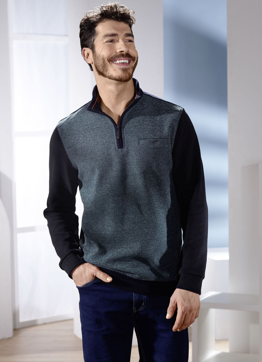 Sweatshirts - Tröja från “Milano Italy”, i storlek 3XL (64/66) till XXL (60/62), i färg DUNKELBLAU MELIERT-MARINE Utsikt 1