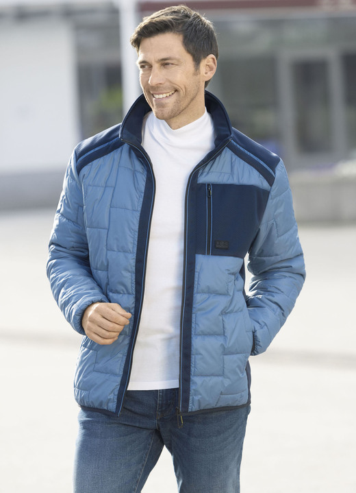 Korta jackor - Quiltad kort jacka med bröstficka, i storlek 3XL (58) till XXL (56), i färg BLAU-MARINE Utsikt 1