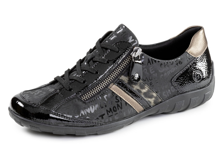 Damskor - Remonte, bekväma damsneakers, vidd G, med uttagbar fotbädd, i storlek 036 till 043, i färg SVART-BRONS Utsikt 1