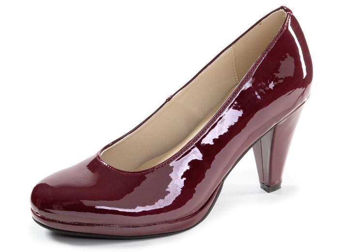 Damskor - Andrea Conti, eleganta dampumps, tillverkade av glänsande lackmaterial, i storlek 036 till 042, i färg BORDEAUX Utsikt 1