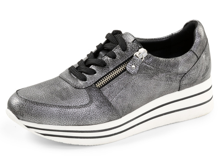 Damskor - ELENA EDEN, bekväma damsneakers, vidd G, med uttagbar fotbädd, i storlek 036 till 042, i färg ALTSILBER Utsikt 1
