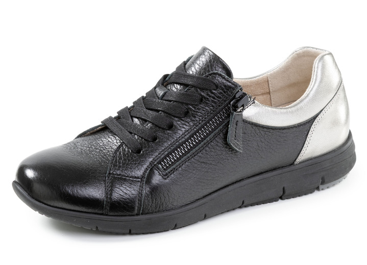 Damskor - ELENA EDEN, bekväma damsneakers, vidd G, med uttagbar fotbädd, i storlek 036 till 042, i färg SCHWARZ-SILBER Utsikt 1