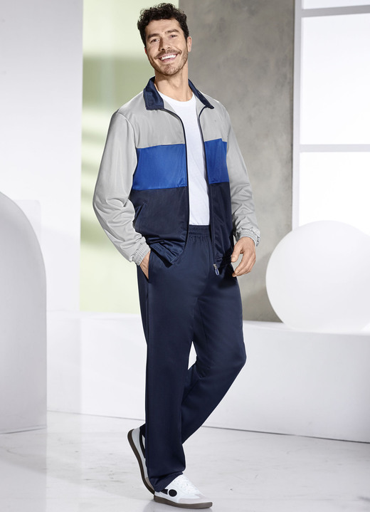 Sport- & fritidsmode - Fritidsdräkt med elastisk midja, i storlek 3XL (58) till XXL (56), i färg GRAU-ROYALBLAU-MARINE Utsikt 1