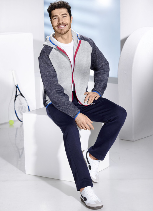 Sport- & fritidsmode - fritidsdräkt med huva, i storlek 3XL (58) till XXL (56), i färg SILVER GRÅ-DENIM BLÅ MOT Utsikt 1