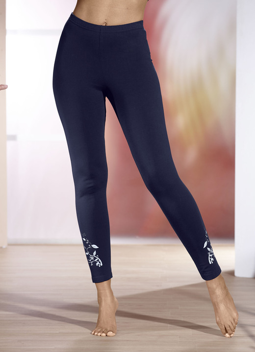 Fritidsbyxor - Tvåpack långa leggings, i storlek 036 till 054, i färg 1X SCHWARZ, 1X MARINE Utsikt 1