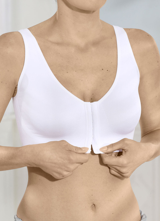 Mjuk-bh - BH med praktisk knäppning framtill, i storlek 3XL till XXL, i färg WEISS Utsikt 1