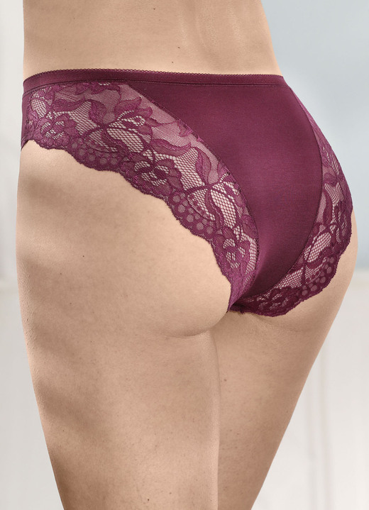 Trosor - Laurina fyrapack trosor med blommig elastisk spets, i storlek 036 till 050, i färg 2X BURGUND, 2X SCHWARZ Utsikt 1