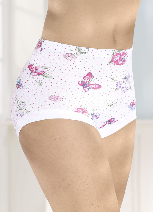 Trosor - Fempack med trosor med utbytbar resår i midjan, i storlek 040 till 060, i färg 3X WEISS-PINK-BUNT BEDRUCKT, 2X WEISS Utsikt 1
