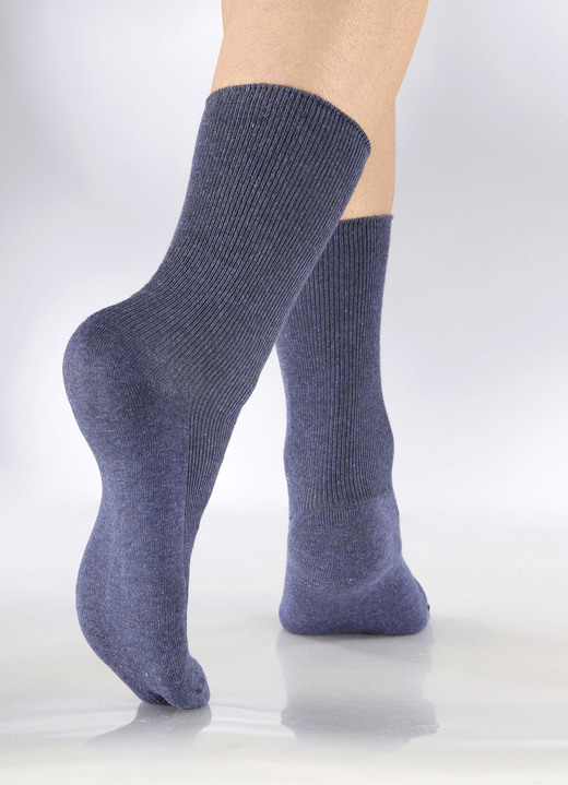 Strumpor & strumpbyxor - Sexpack strumpor med tryckfria muddar, i storlek 1(skostorlek 35-38) till 3 (skostorlek 43-46), i färg 2X JEANSBLAU MEL., 2X INDIGOBLAU MEL., 2X MARINE Utsikt 1