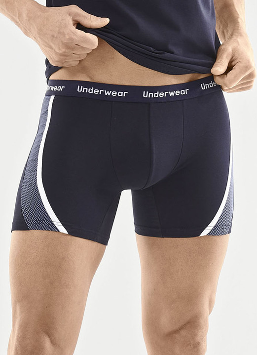 Byxor & boxershorts - Trepack byxor med tryckta inlägg, i storlek 005 till 011, i färg 2X NAVY, 1X SCHWARZ Utsikt 1