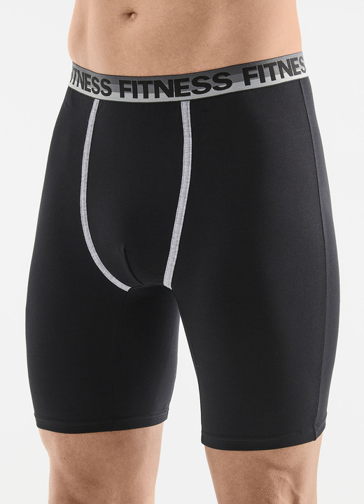 Byxor & boxershorts - Trepack långbyxor med resår i midjan, i storlek 005 till 011, i färg 2X SCHWARZ, 1X HELLGRAU MELIERT