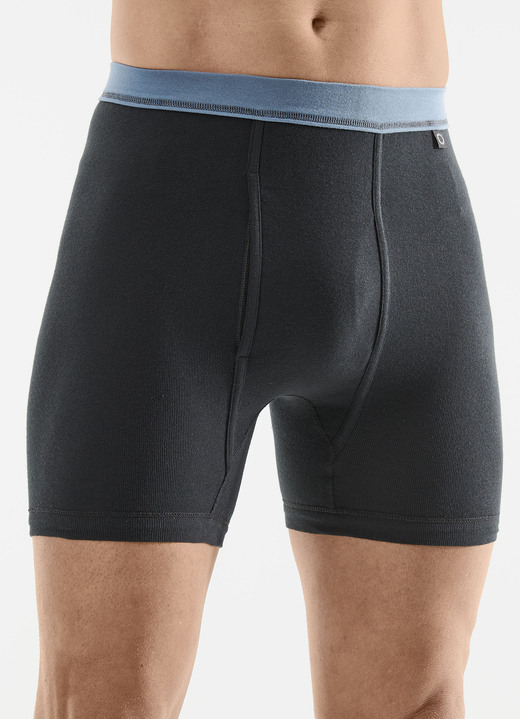 Underkläder - Pfeilring trepack finribbade kalsonger, i storlek 005 till 014, i färg 3X ANTHRAZIT-JEANSBLAU