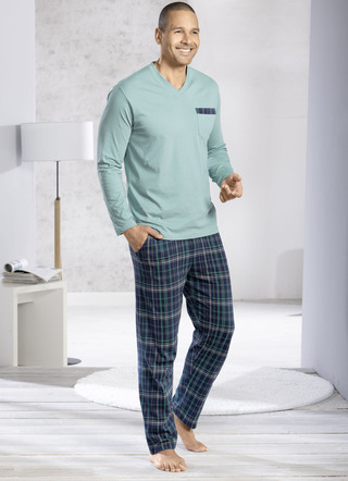 Comte-pyjamas med V-ringning och öppna manschetter