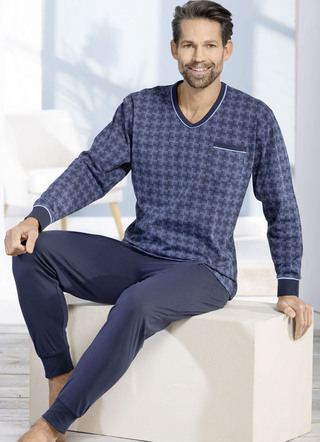 V-ringad pyjamas med manschetter