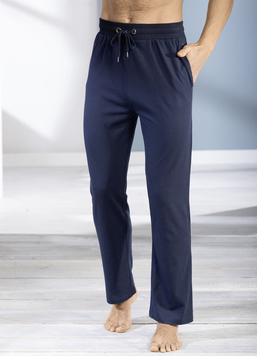 Pyjamasar - Tvåpack sov- och fritidsbyxor med modal, i storlek 046 till 064, i färg 1X MARINE, 1X GRAFIT Utsikt 1